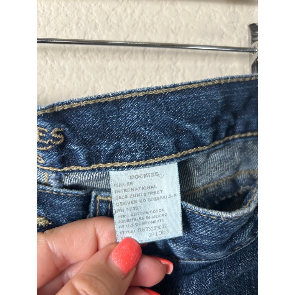 Vintage Rockies Jeans Women's Size 8 Long Dark Wash Denim Western Cowgirl - Picture 4 of 11